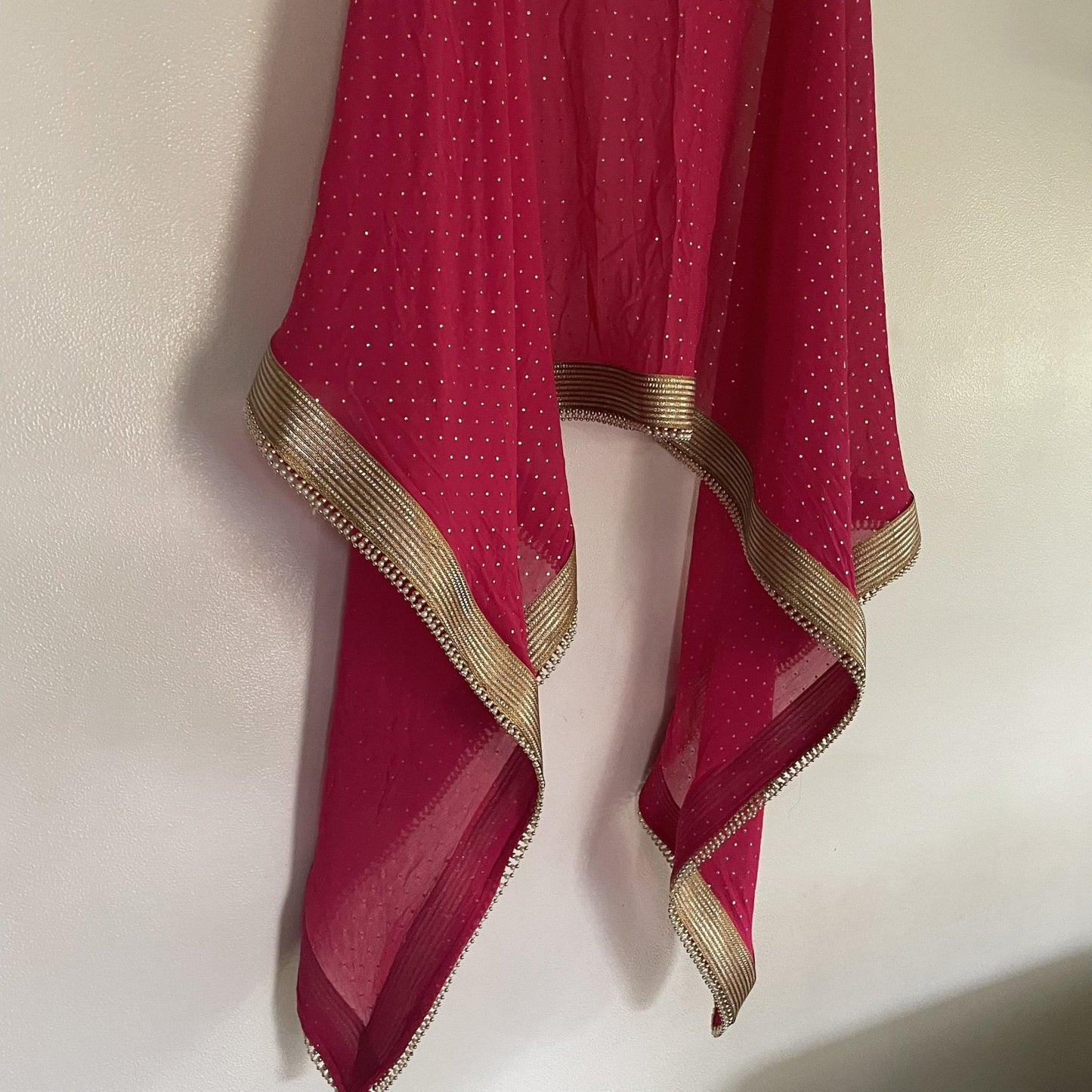 Pink Bridal Indian sheer dupatta for women with beaded border lace. - Neel Creations By Saanvi