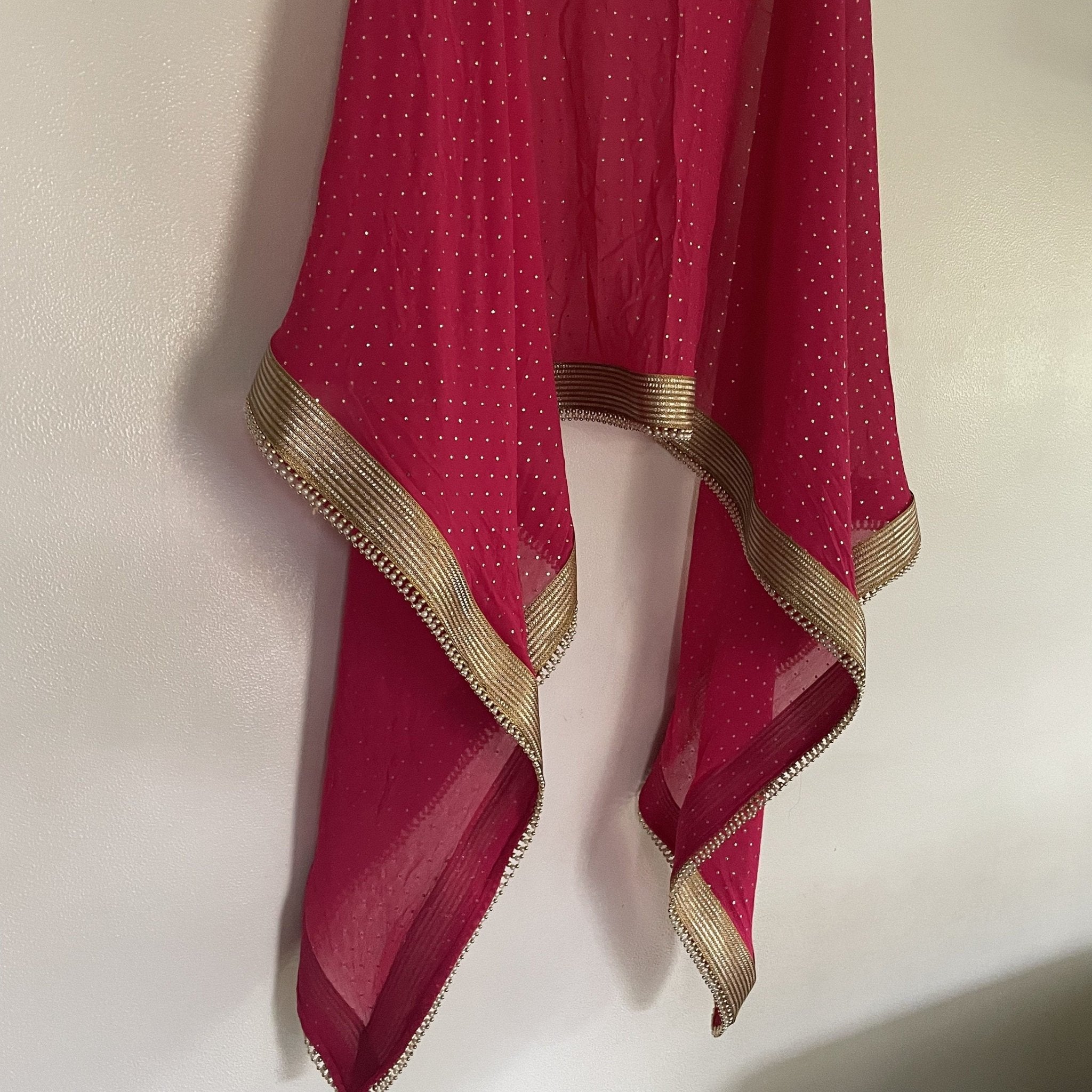 Pink Bridal Indian sheer dupatta for women with beaded border lace. - Neel Creations By Saanvi