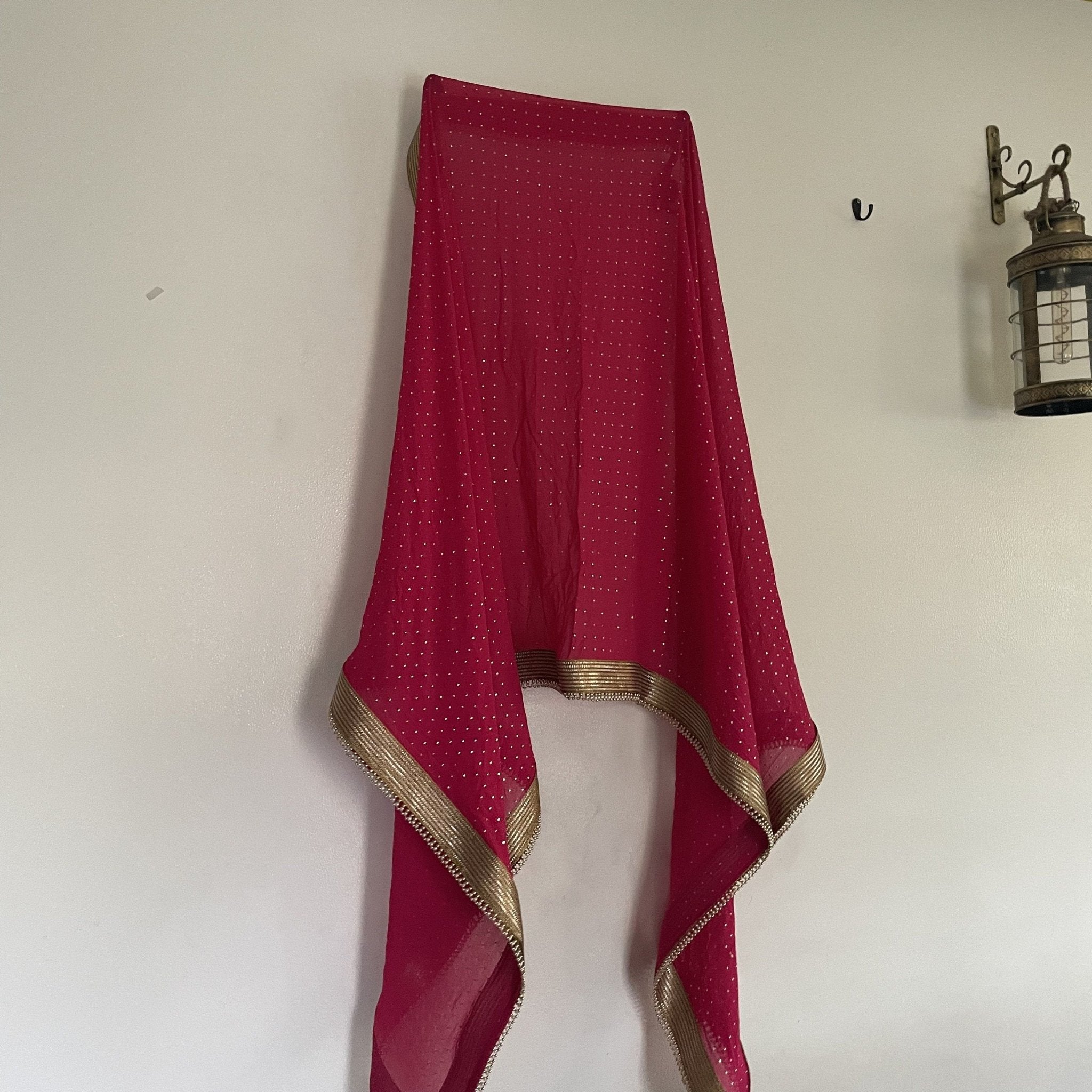 Pink Bridal Indian sheer dupatta for women with beaded border lace. - Neel Creations By Saanvi