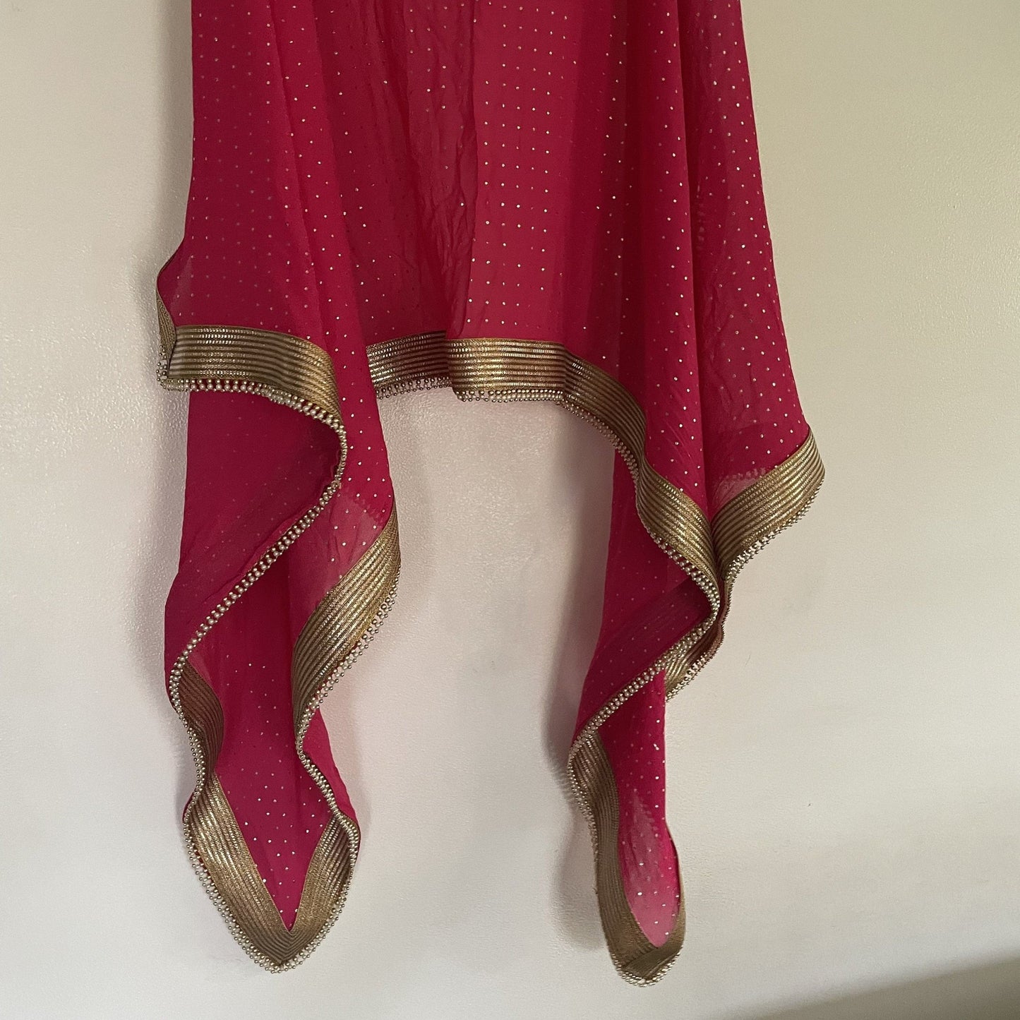 Pink Bridal Indian sheer dupatta for women with beaded border lace. - Neel Creations By Saanvi