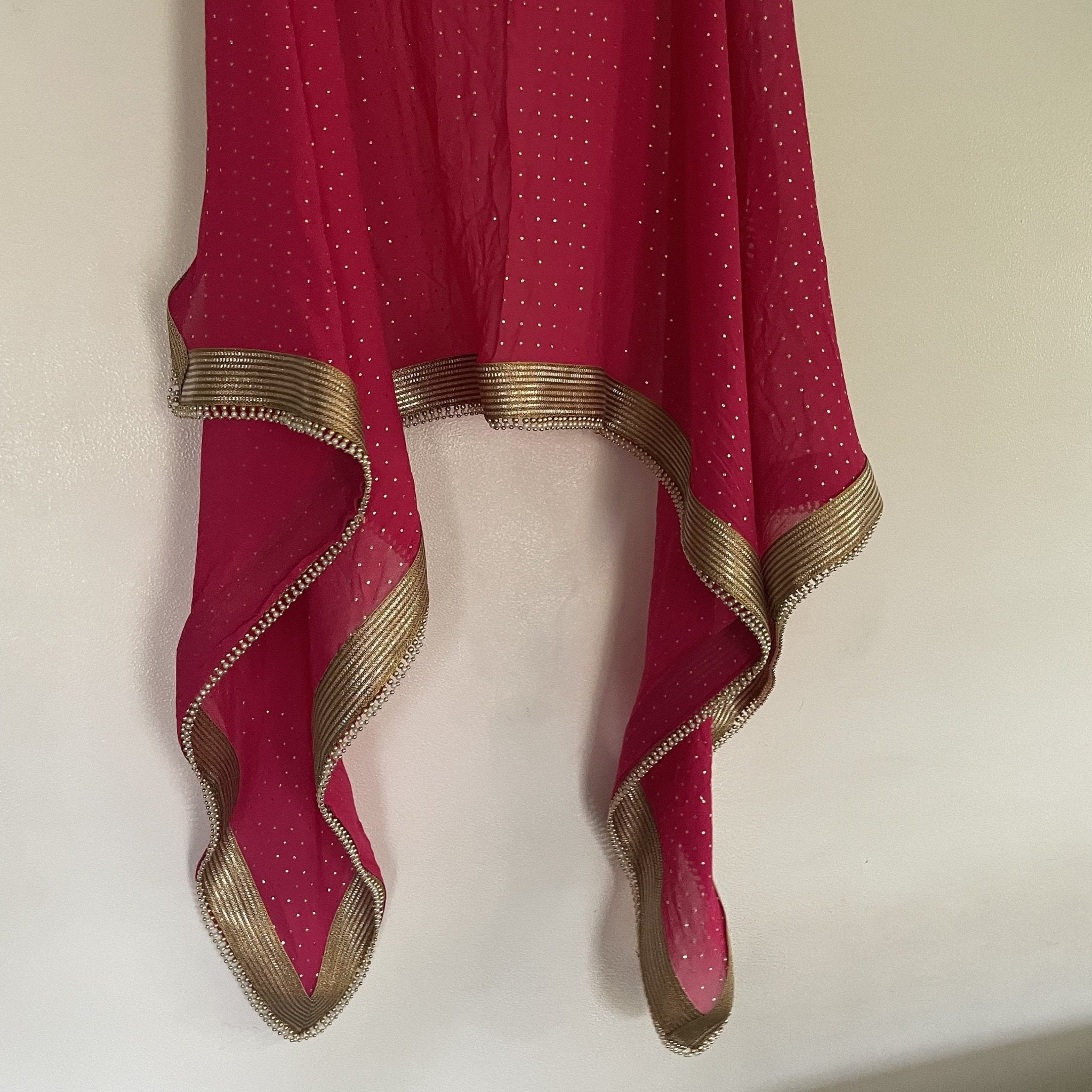 Pink Bridal Indian sheer dupatta for women with beaded border lace. - Neel Creations By Saanvi