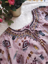 Printed embroidered coord set with belt. - Neel Creations By Saanvi