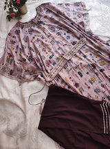 Printed embroidered coord set with belt. - Neel Creations By Saanvi
