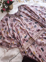 Printed embroidered coord set with belt. - Neel Creations By Saanvi