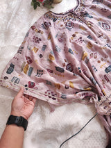 Printed embroidered coord set with belt. - Neel Creations By Saanvi
