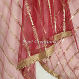 Red dupatta for wedding party wear heavy embroidered dupatta. - Neel Creations By Saanvi