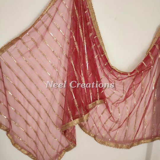 Red dupatta for wedding party wear heavy embroidered dupatta. - Neel Creations By Saanvi