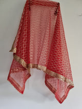 Red dupatta with sequin border for women. Indian dupatta wedding veil. - Neel Creations By Saanvi