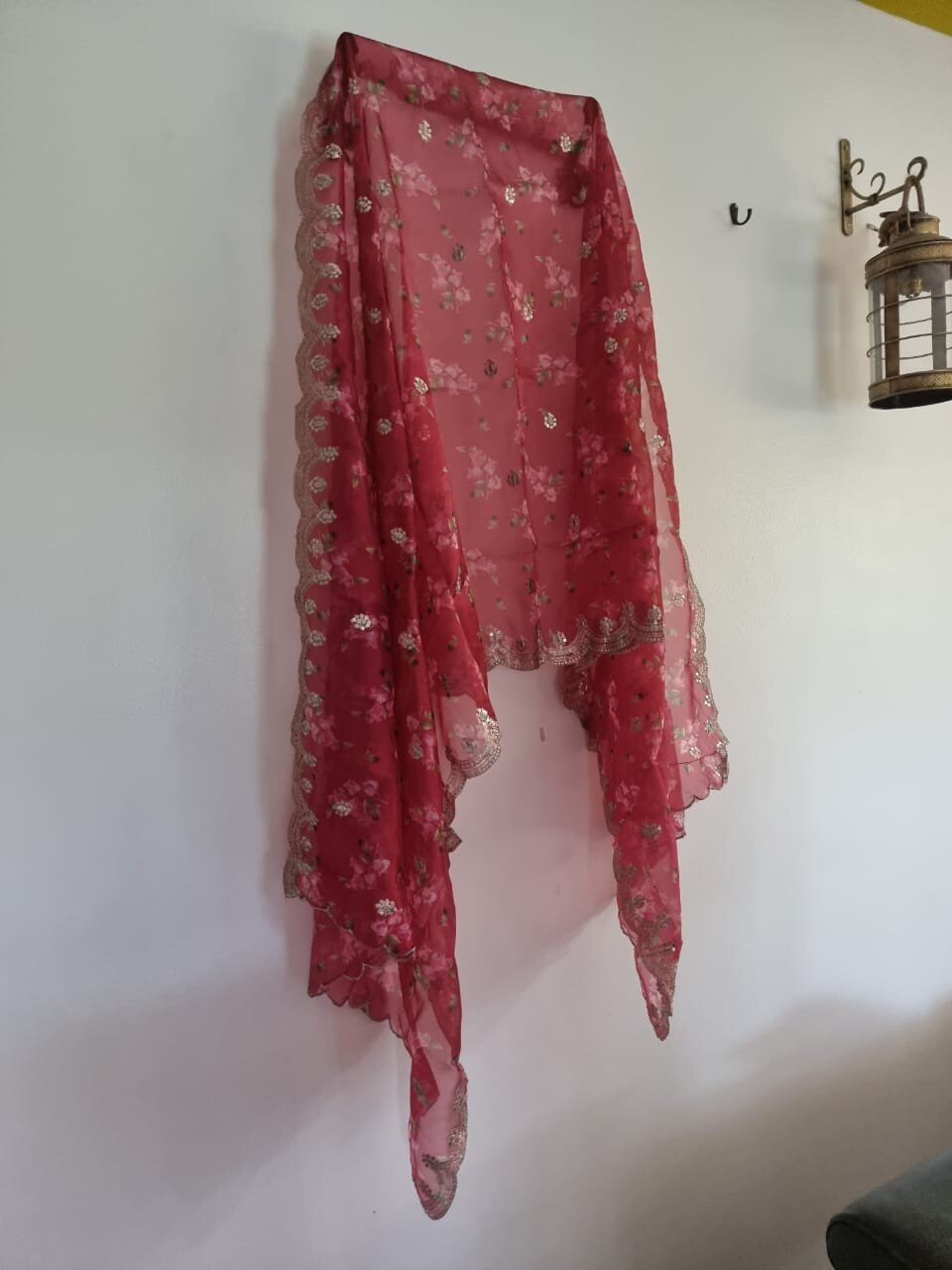 Scallop border floral printed Indian dupatta for women. - Neel Creations By Saanvi