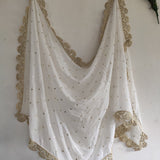 Sheer dupatta Indian Wedding Dupatta long Sheer georgette embroidered scarf Punjabi dress dupattas for festival chunni lehenga stole - Neel Creations By Saanvi