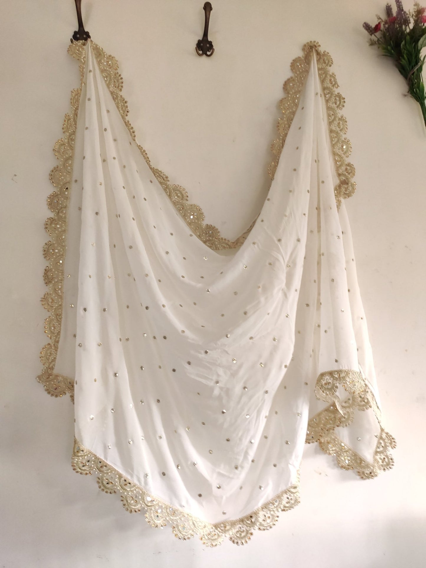 Sheer dupatta Indian Wedding Dupatta long Sheer georgette embroidered scarf Punjabi dress dupattas for festival chunni lehenga stole - Neel Creations By Saanvi