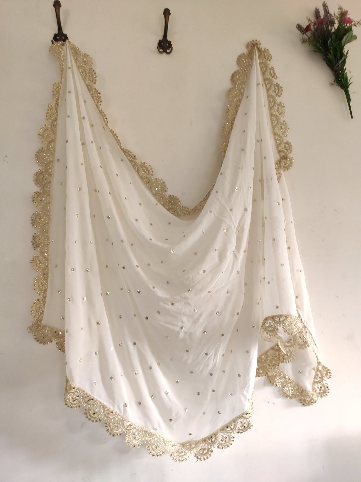 Sheer dupatta Indian Wedding Dupatta long Sheer georgette embroidered scarf Punjabi dress dupattas for festival chunni lehenga stole - Neel Creations By Saanvi