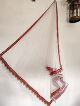white Bridal Indian Wedding Dupatta long net embroidered scarf Punjabi dress dupattas embroidery for festival chunni lehenga stole - Neel Creations By Saanvi