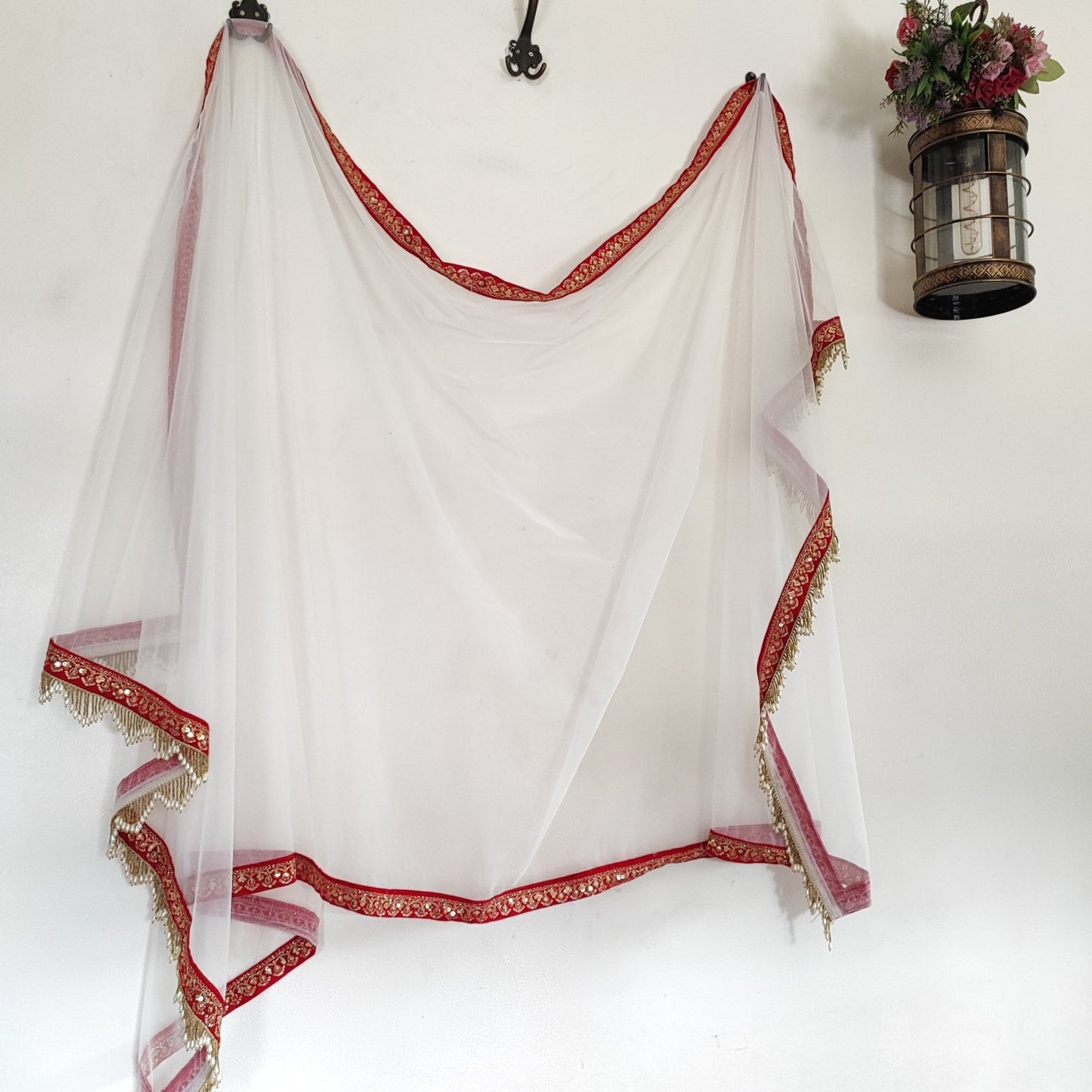 white Bridal Indian Wedding Dupatta long net embroidered scarf Punjabi dress dupattas embroidery for festival chunni lehenga stole - Neel Creations By Saanvi