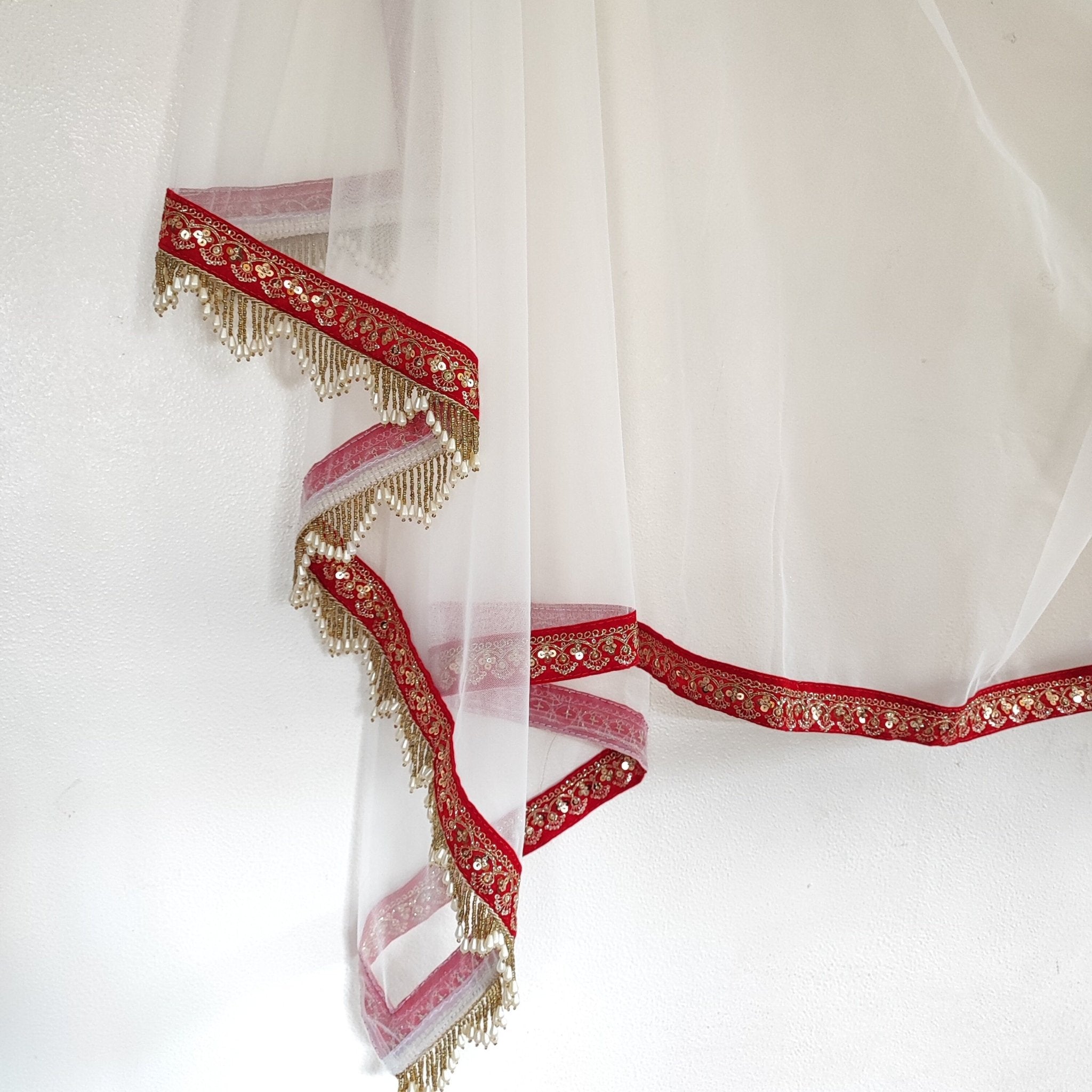 white Bridal Indian Wedding Dupatta long net embroidered scarf Punjabi dress dupattas embroidery for festival chunni lehenga stole - Neel Creations By Saanvi