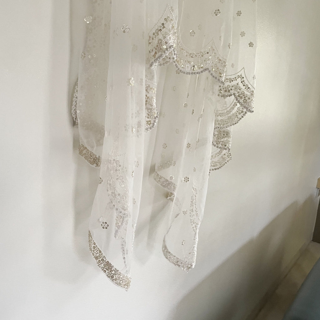 White Wedding veil. Bridal Indian Wedding Dupatta . – Neel Creations By  Saanvi