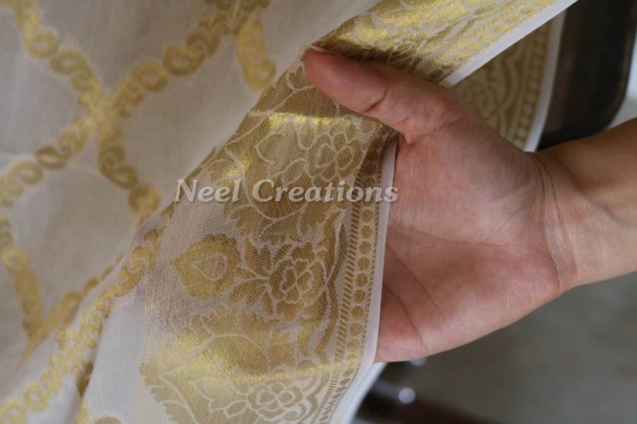 White Indian Wedding Dupatta long scarf Punjabi dress dupattas with zari embroidery for festival chunni lehenga stole - Neel Creations By Saanvi