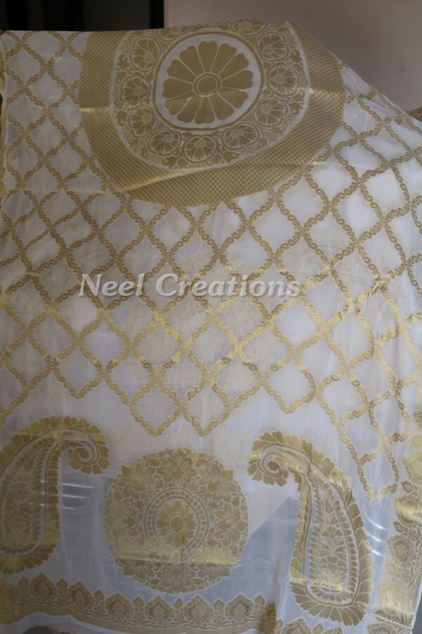 White Indian Wedding Dupatta long scarf Punjabi dress dupattas with zari embroidery for festival chunni lehenga stole - Neel Creations By Saanvi