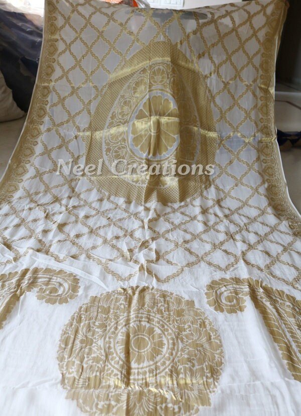 White Indian Wedding Dupatta long scarf Punjabi dress dupattas with zari embroidery for festival chunni lehenga stole - Neel Creations By Saanvi