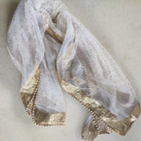 White net dupatta. Indian long dress dupatta - Neel Creations By Saanvi