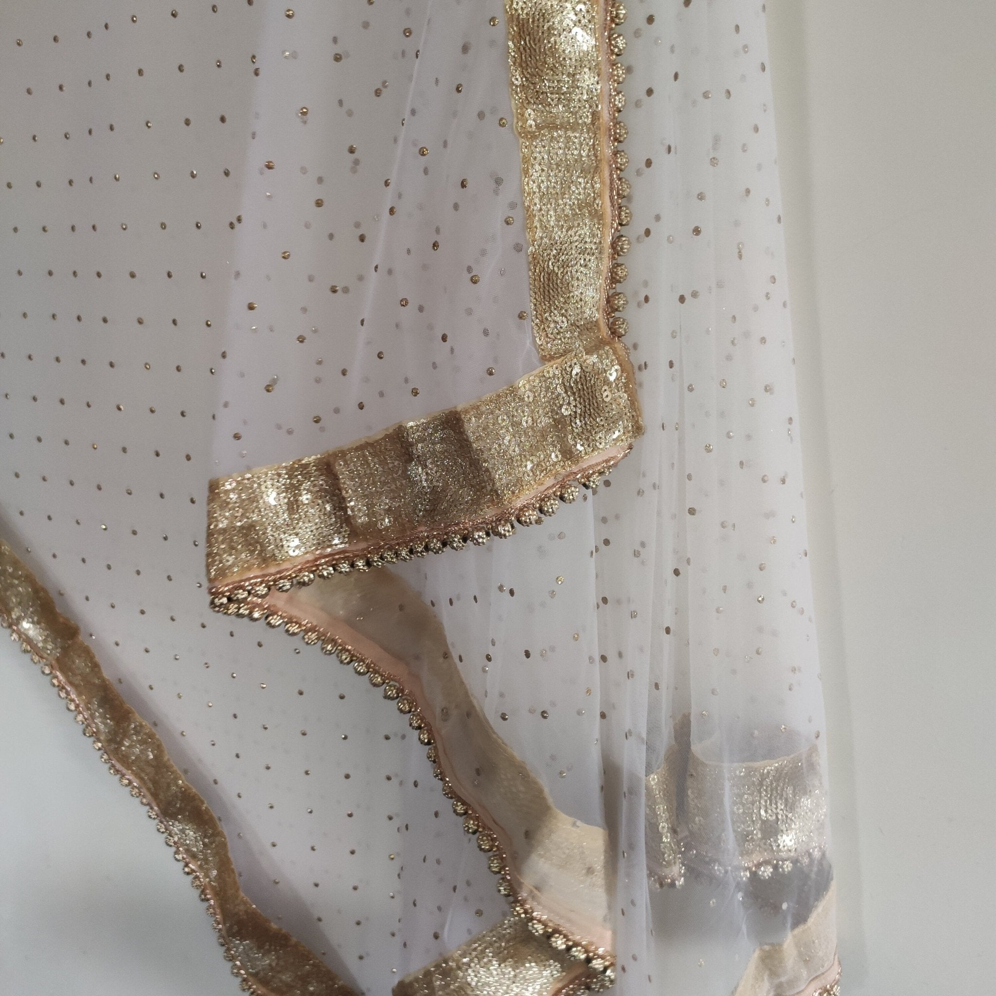 White net dupatta. Indian long dress dupatta - Neel Creations By Saanvi