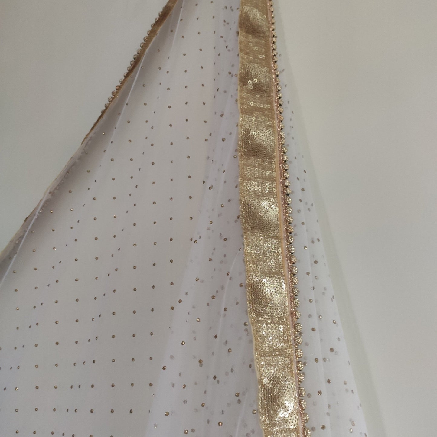 White net dupatta. Indian long dress dupatta - Neel Creations By Saanvi