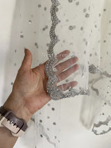 White net with silver sequins dupatta. - Neel Creations By Saanvi