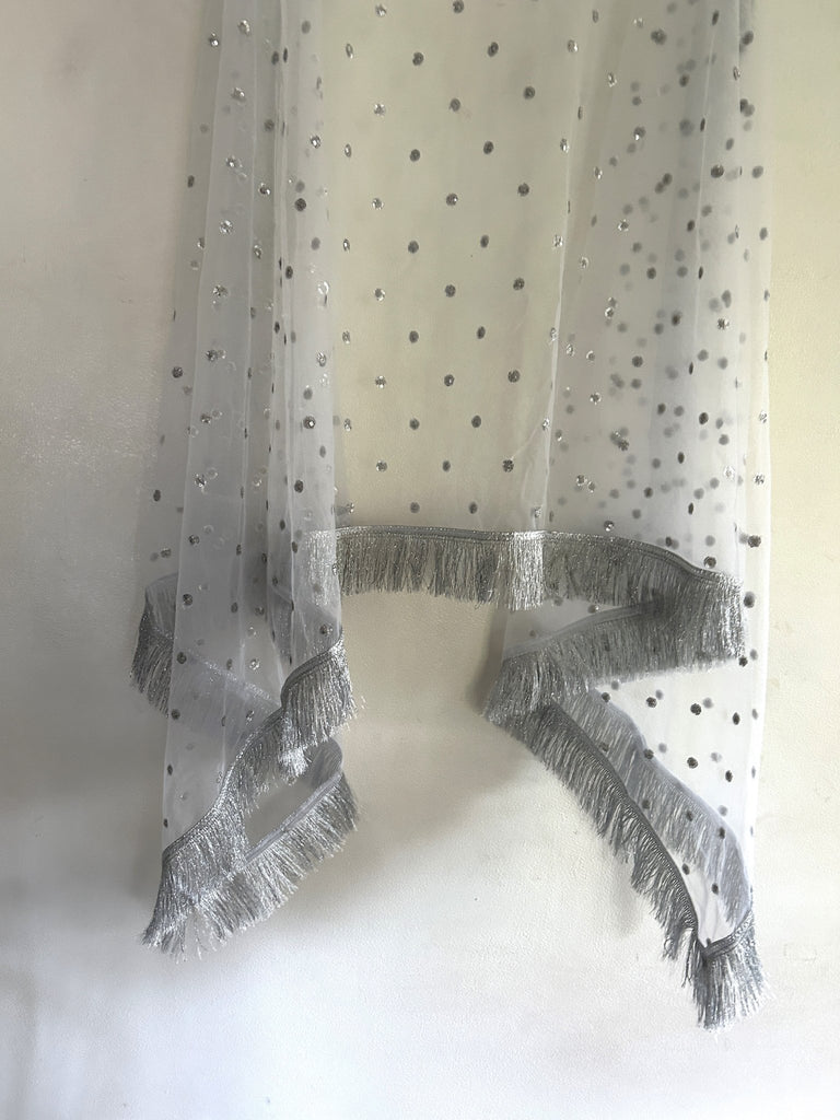 White silver Indian Dupatta party wear - Neel Creations By Saanvi