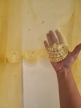 Yellow dupatta in organza fabric. Indian dupatta for women salwar kameez or lehenga dupatta chunni - Neel Creations By Saanvi