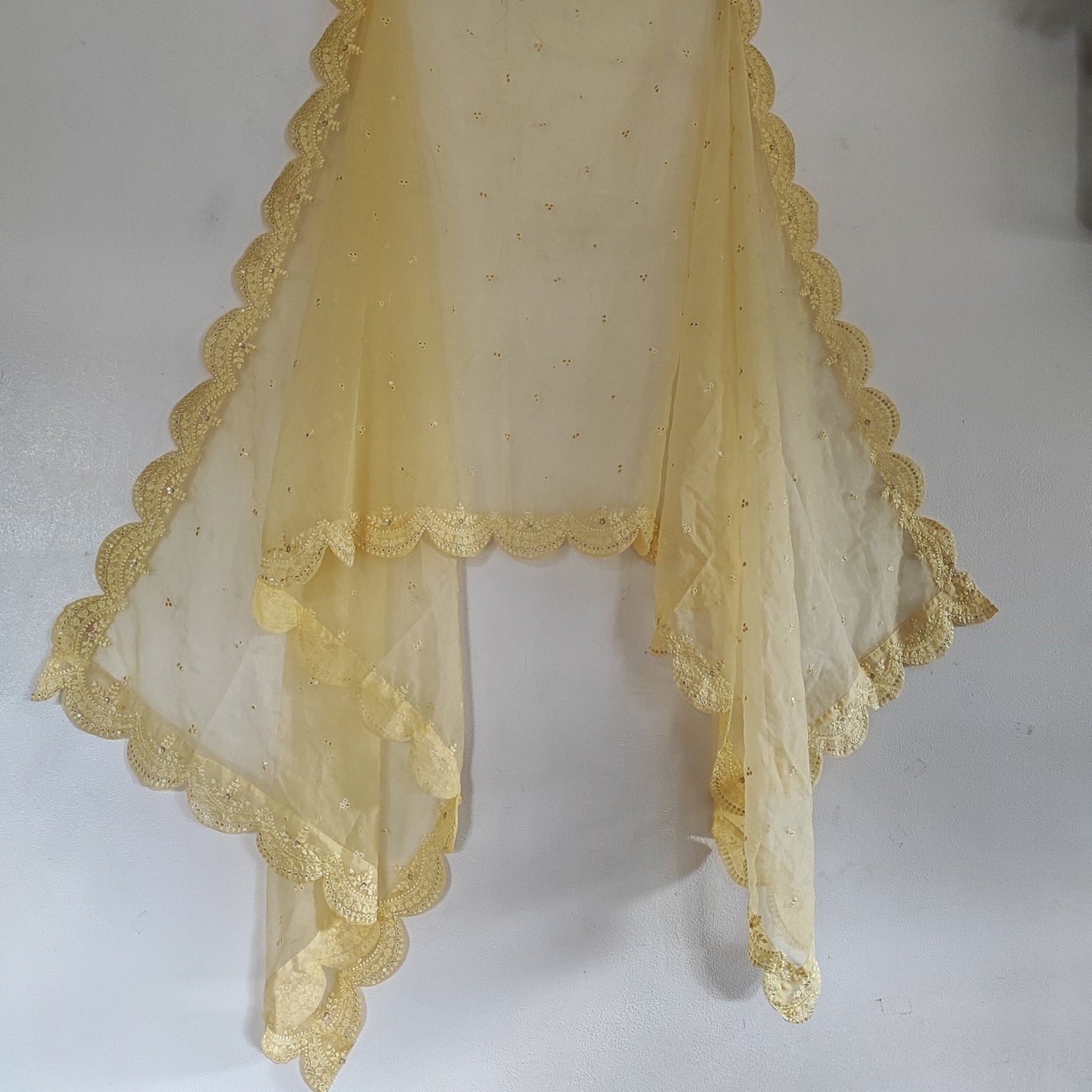 Yellow dupatta in organza fabric. Indian dupatta for women salwar kameez or lehenga dupatta chunni - Neel Creations By Saanvi