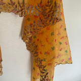 Yellow dupatta in organza material with scallop embroidery border. Indian dupatta for women dresses - Neel Creations By Saanvi