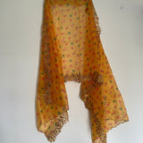 Yellow dupatta in organza material with scallop embroidery border. Indian dupatta for women dresses - Neel Creations By Saanvi