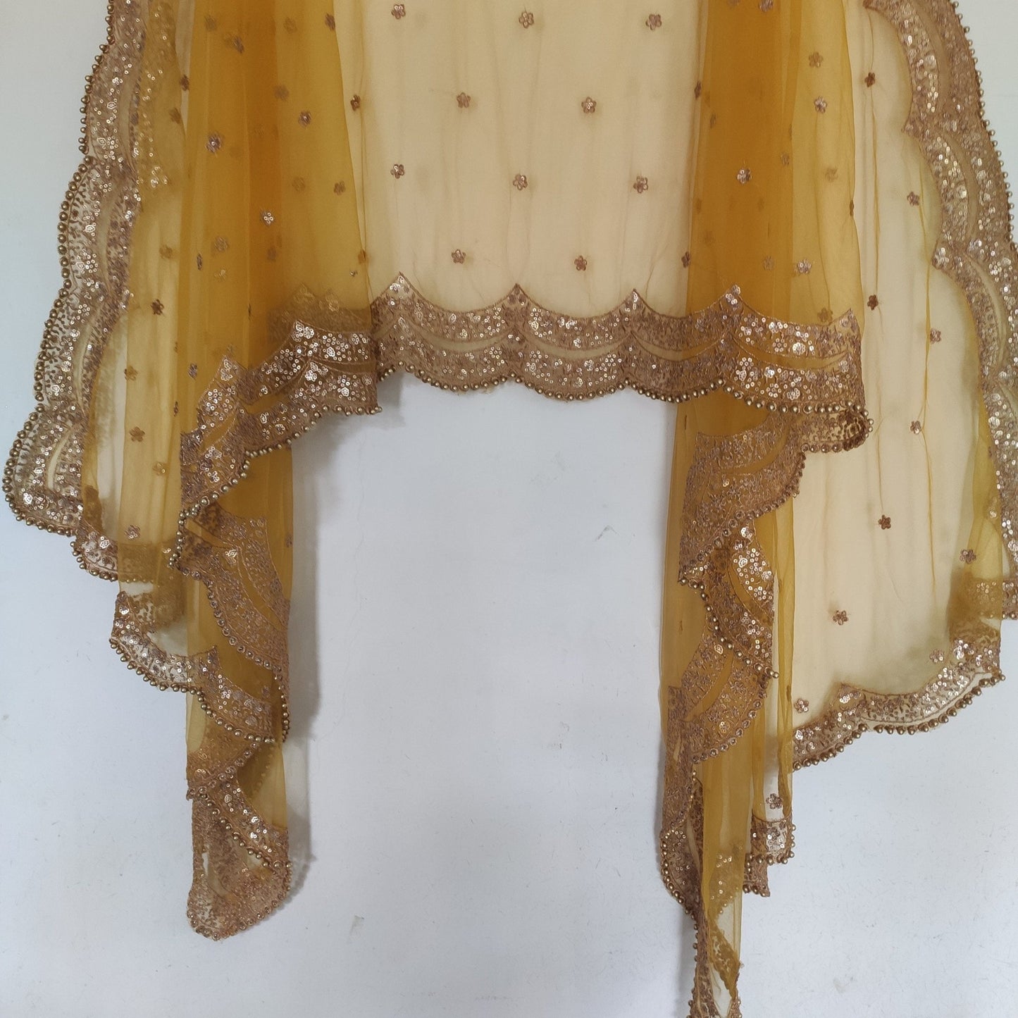 Yellow Golden Indian Dupatta. Tradition dupatta, Long net embroidered scarf, Punjabi dress dupattas for lehenga | Dupatta - Neel Creations By Saanvi