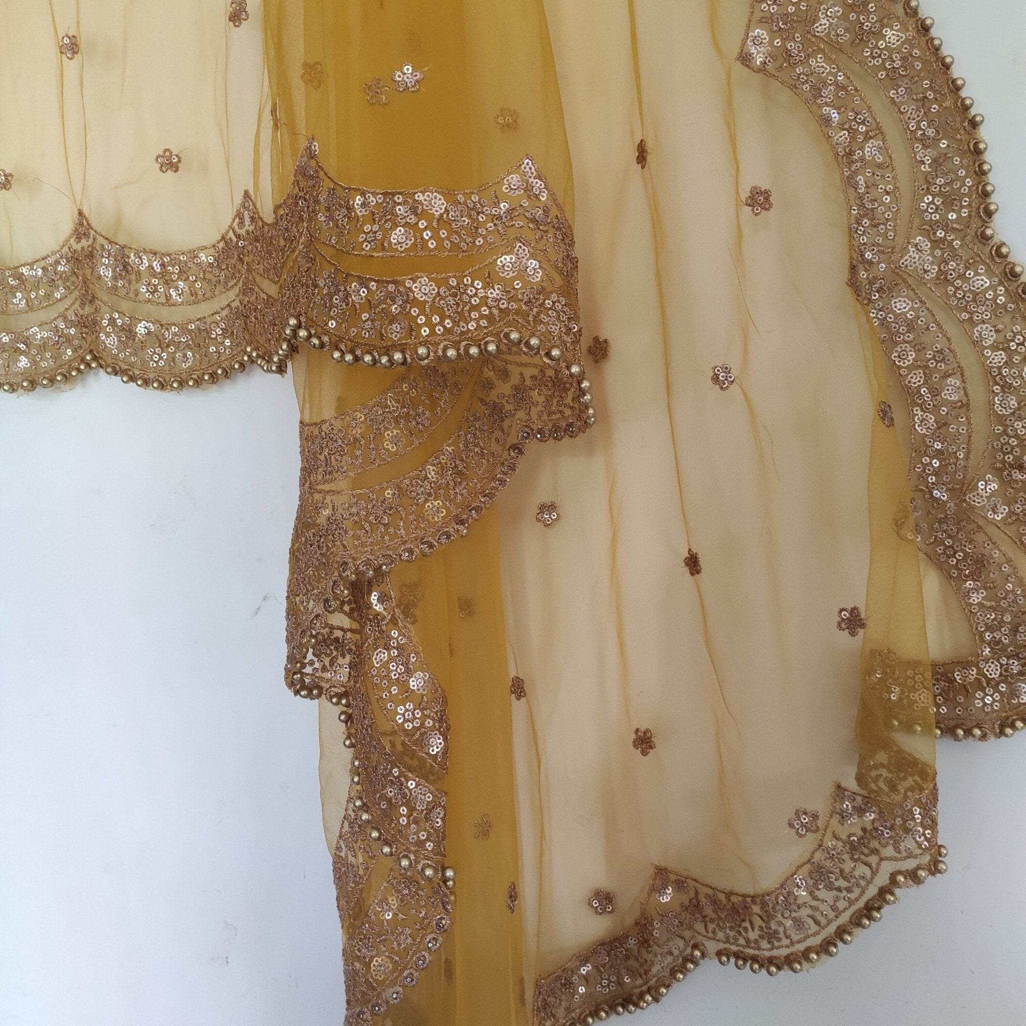 Yellow Golden Indian Dupatta. Tradition dupatta, Long net embroidered scarf, Punjabi dress dupattas for lehenga | Dupatta - Neel Creations By Saanvi