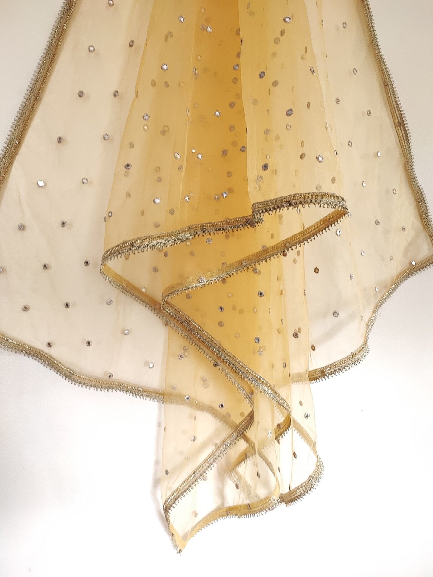 Yellow Indian Dupatta party wear | Long net embroidered scarf | Punjabi dress dupattas with embroidery for lehenga | Dupatta - Neel Creations By Saanvi