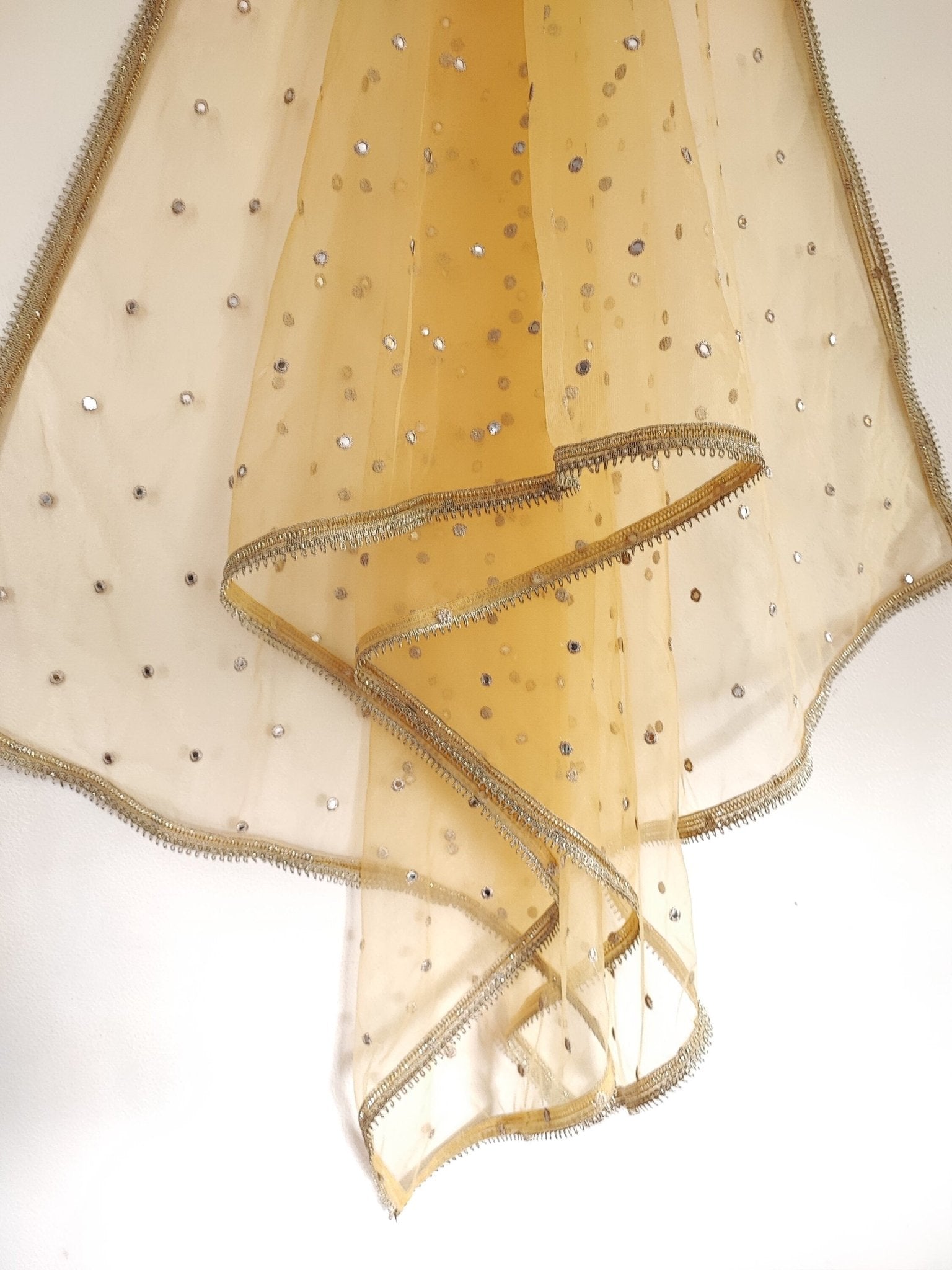 Yellow Indian Dupatta party wear | Long net embroidered scarf | Punjabi dress dupattas with embroidery for lehenga | Dupatta - Neel Creations By Saanvi