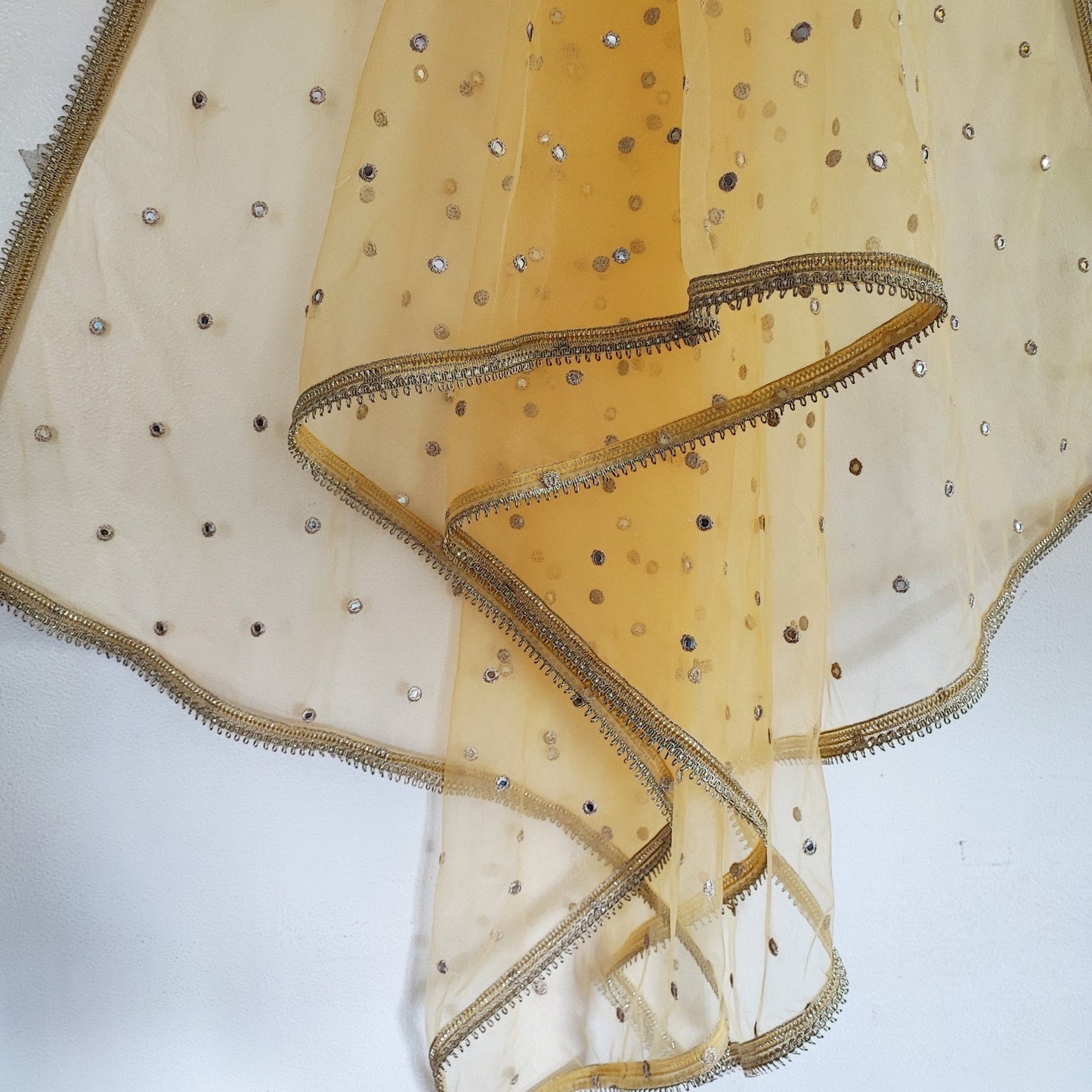 Yellow Indian Dupatta party wear | Long net embroidered scarf | Punjabi dress dupattas with embroidery for lehenga | Dupatta - Neel Creations By Saanvi