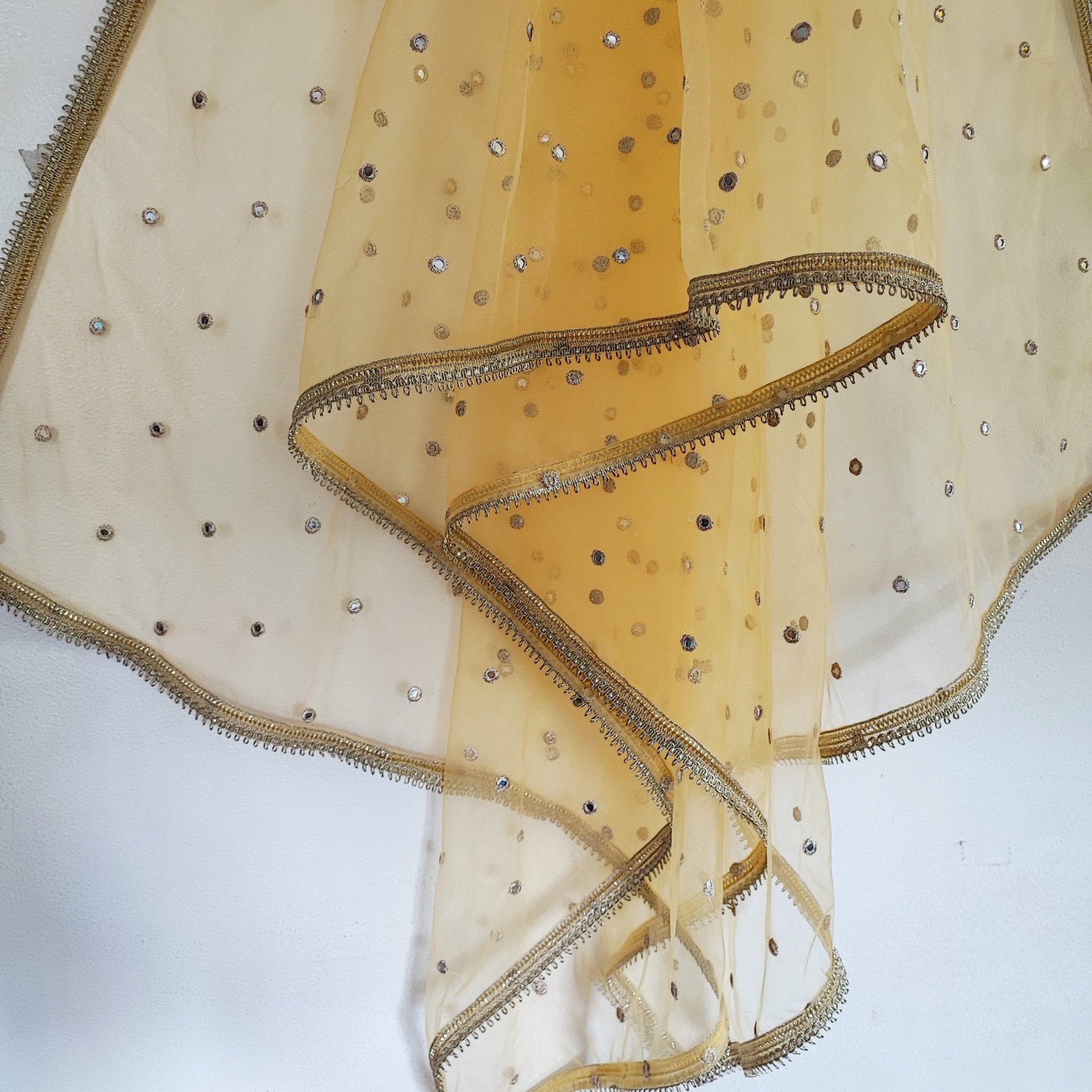 Yellow Indian Dupatta party wear | Long net embroidered scarf | Punjabi dress dupattas with embroidery for lehenga | Dupatta - Neel Creations By Saanvi