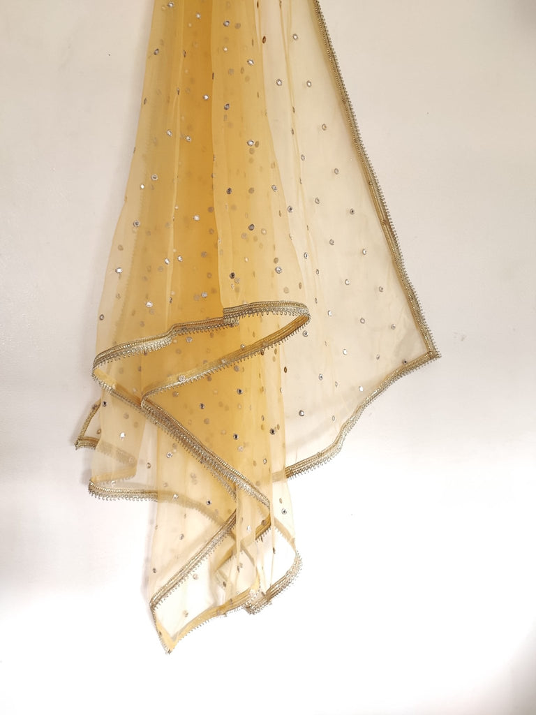 Yellow Indian Dupatta party wear | Long net embroidered scarf | Punjabi dress dupattas with embroidery for lehenga | Dupatta - Neel Creations By Saanvi