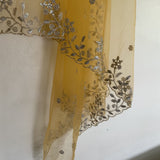 Yellow net dupatta with silver embroidery. Indian dress dupatta - Neel Creations By Saanvi
